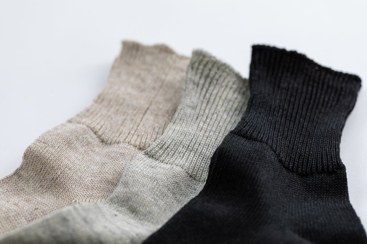リネンさらさらソックス ロークルー丈(22-24cm、25-27cm)
