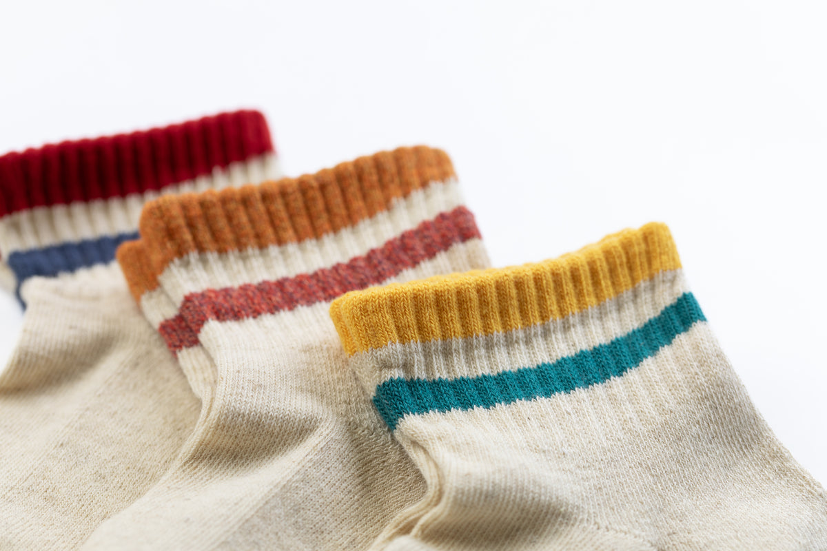 Chaussettes courtes en coton et lin avec semelle bouclette