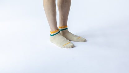 Chaussettes courtes en coton et lin avec semelle bouclette