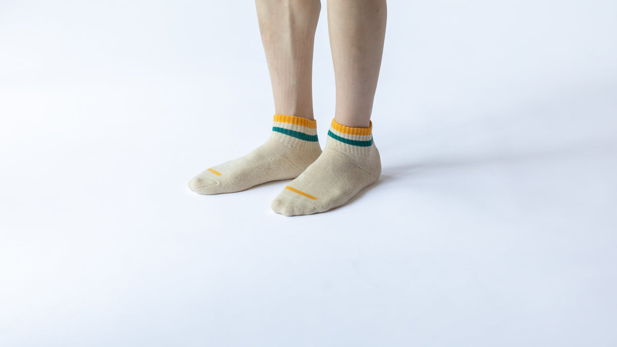 Chaussettes courtes en coton et lin avec semelle bouclette