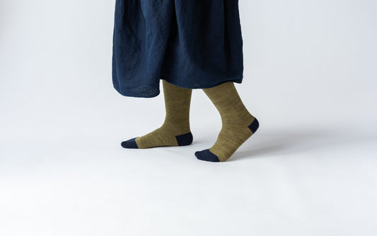マーブル編み 先丸ハイソックス 中厚地ノンパイル