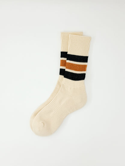 Tanzania Organic Cotton Universal Socks - Navy & Orange Stripe