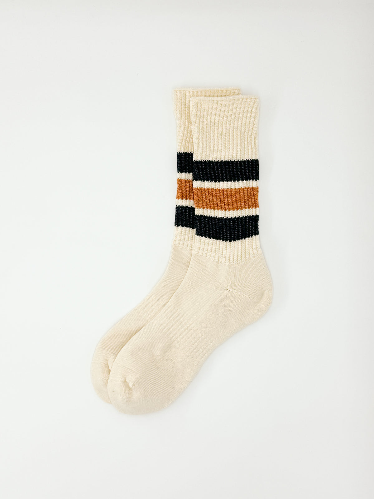 Tanzania Organic Cotton Universal Socks - Navy & Orange Stripe